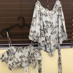 Blue and black floral two piece set! SHOWPO